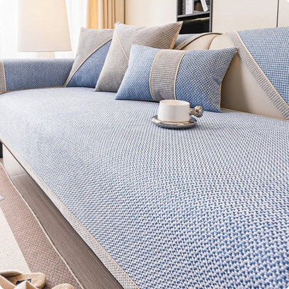 Katoenen Linnen Sofa Overworp Met Antislip Onderzijde