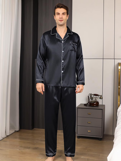 Heren Pyjamaset Met Satijnlook Voor Comfortabele Nachten