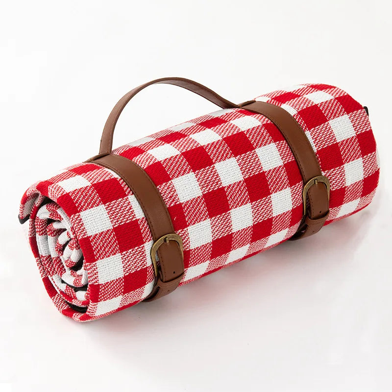 Waterdichte Picknickdeken met Geruit Ontwerp en Draagriem