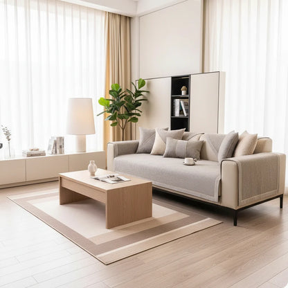 Katoenen Linnen Sofa Overworp Met Antislip Onderzijde