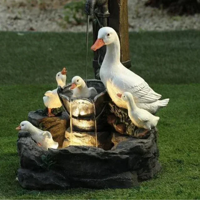 Solar Decoratief Fonteinbeeld Met Dierfiguur En Zacht Licht