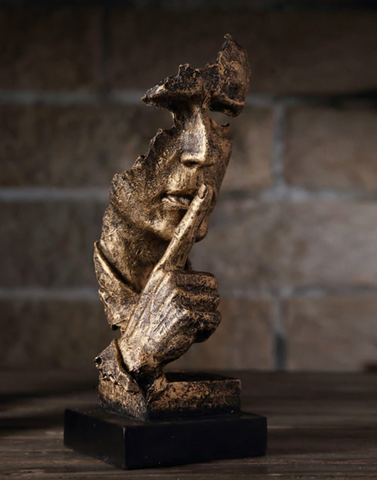 Moderne Abstracte Gouden Gezichtssculpturen voor Luxe Interieurs