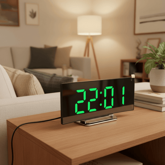 Digitale Wekker Met Stil Ontwerp En Spiegelweergave