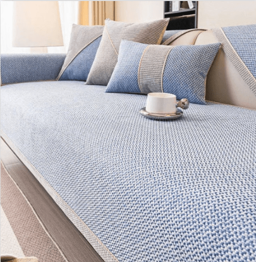 Katoenen Linnen Sofa Overworp Met Antislip Onderzijde