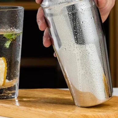 Cocktailset Van Roestvrij Staal Met Bamboe Standaard Voor Dagelijks Mixen