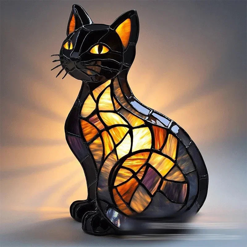 Katten Tafellamp Met Mozaïekglas En Warme Sfeerverlichting