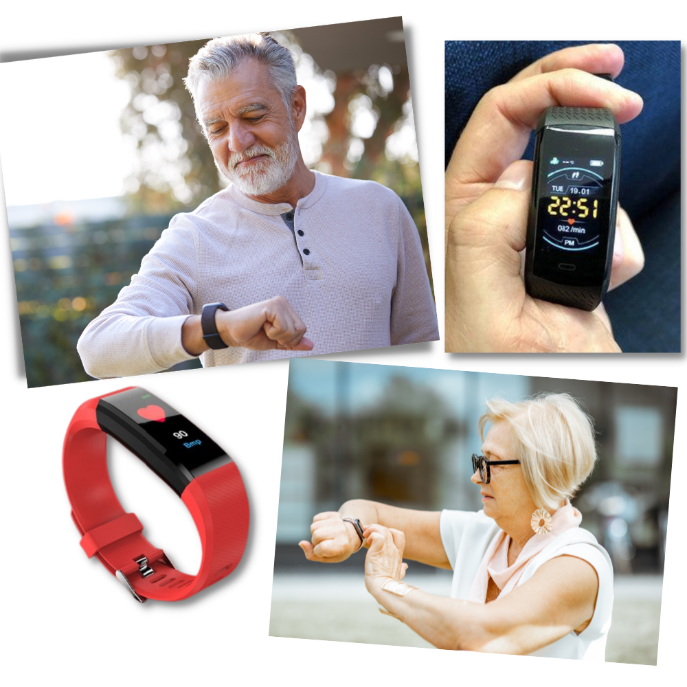Senioren Smartwatch Met Gezondheidsmonitor En Helder LED Display