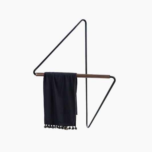 Wandgarderobe met Houten Ophangstang en Metalen Frame