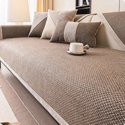 Katoenen Linnen Sofa Overworp Met Antislip Onderzijde