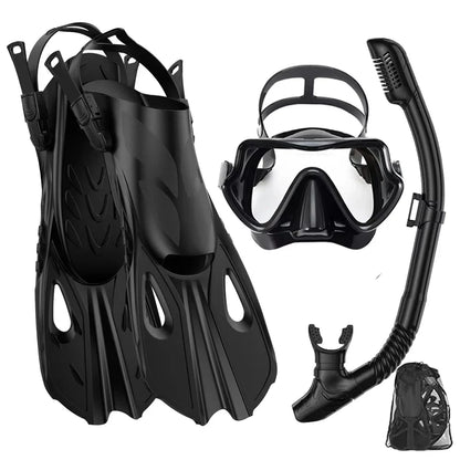 Snorkelset Voor Volwassenen Met Panoramisch Masker En Verstelbare Vinnen