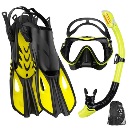 Snorkelset Voor Volwassenen Met Panoramisch Masker En Verstelbare Vinnen