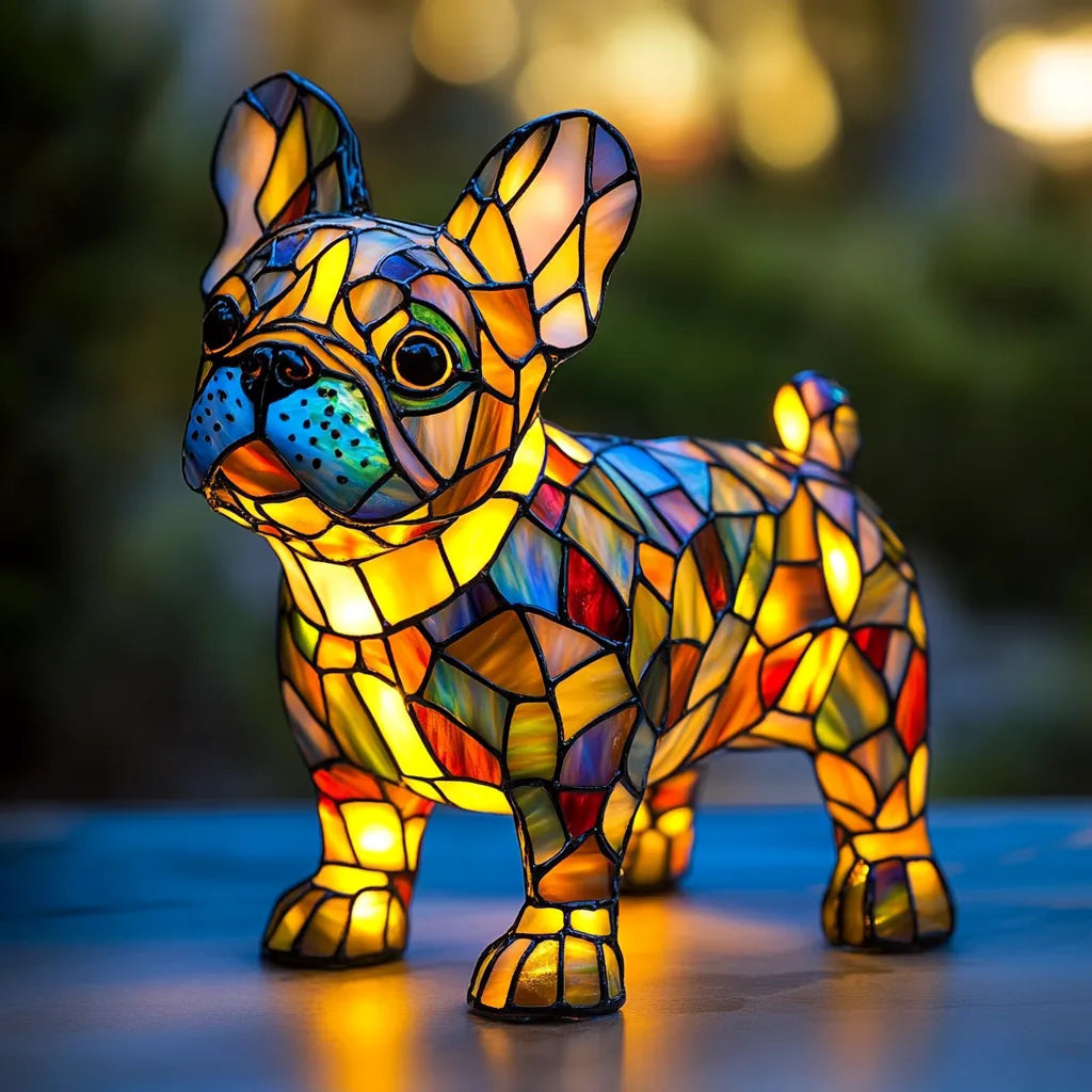 Glasmozaïek Tafellamp Hond Met Warme Sfeergloed