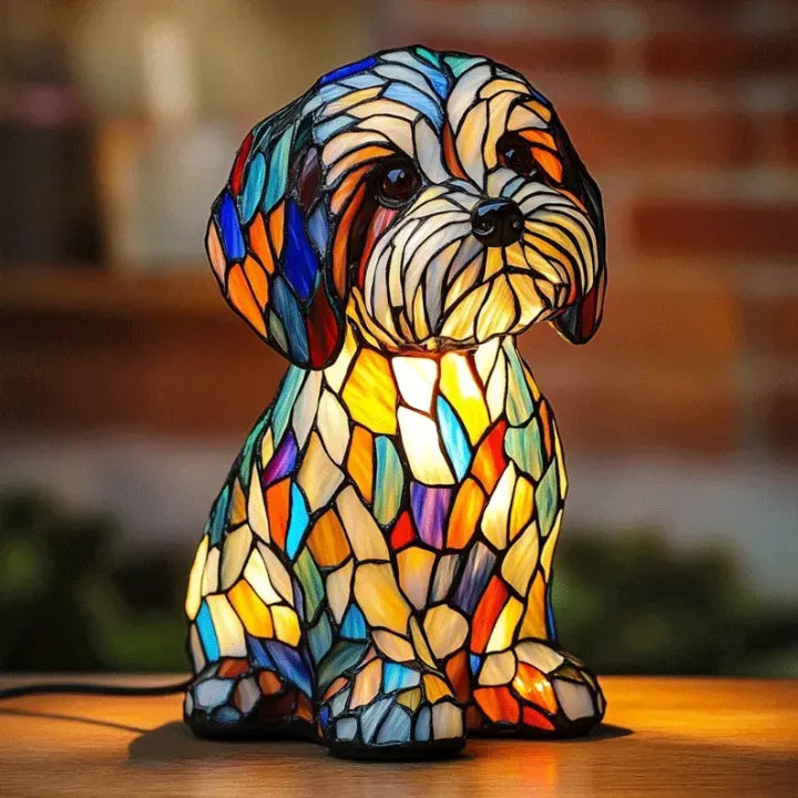 Glasmozaïek Tafellamp Hond Met Warme Sfeergloed