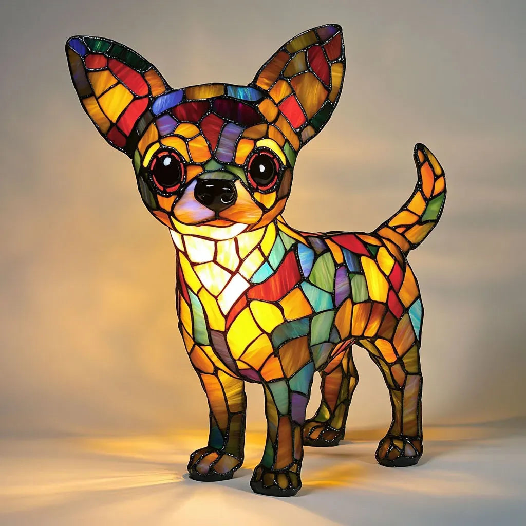 Glasmozaïek Tafellamp Hond Met Warme Sfeergloed
