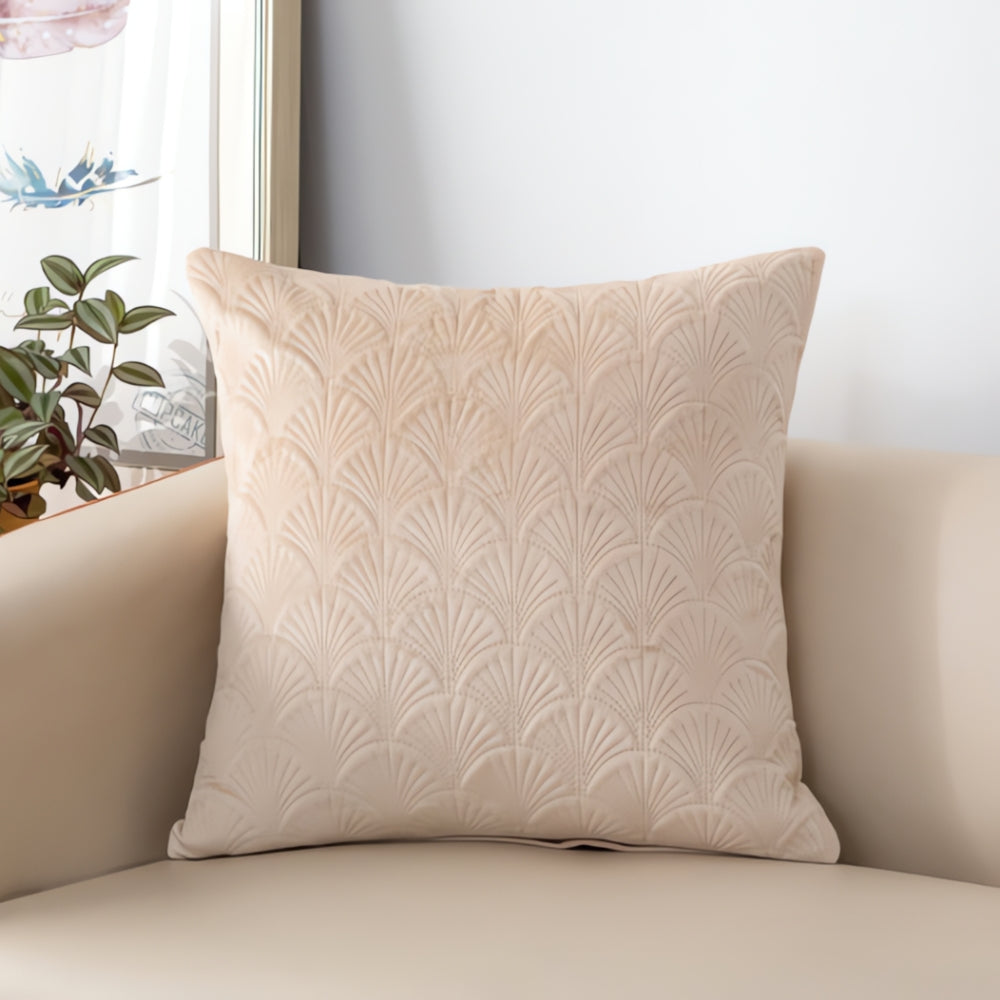 Zachte Fluwelen Kussenhoes met Elegant Schelpenpatroon