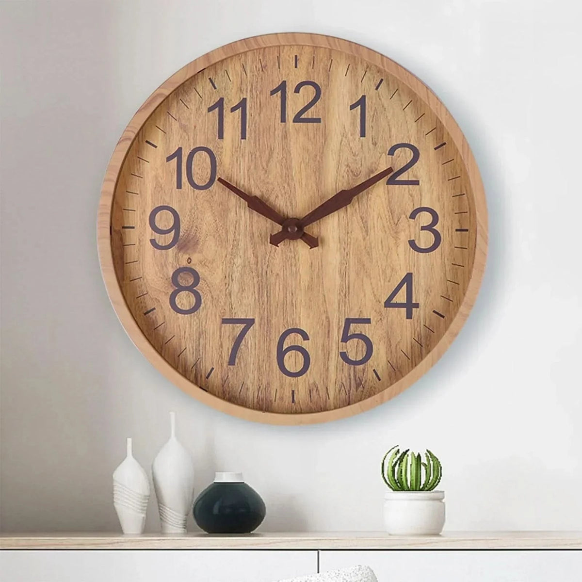Stille Wandklok met Houtlook – Scandinavisch Design 30 cm