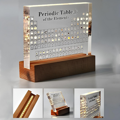 Elementendisplay Met 83 Echte Voorbeelden En Verlichte Acrylstructuur Voor Dagelijkse Wetenschapsdecoratie