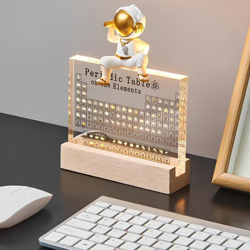 Elementendisplay Met 83 Echte Voorbeelden En Verlichte Acrylstructuur Voor Dagelijkse Wetenschapsdecoratie