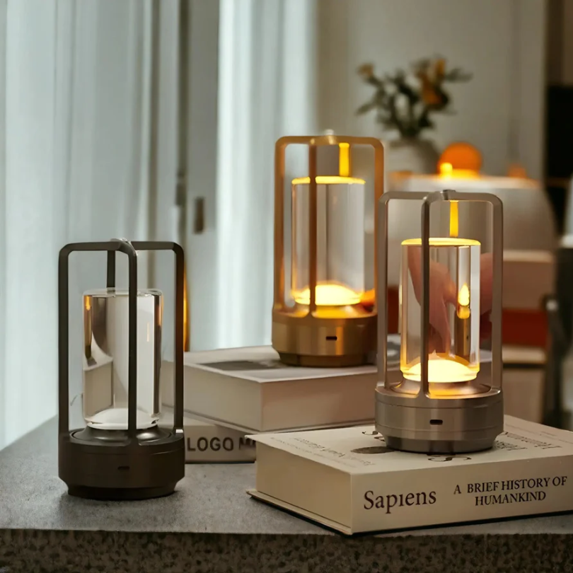 Scandinavische Draadloze LED Tafellamp Met Kristallen Kap