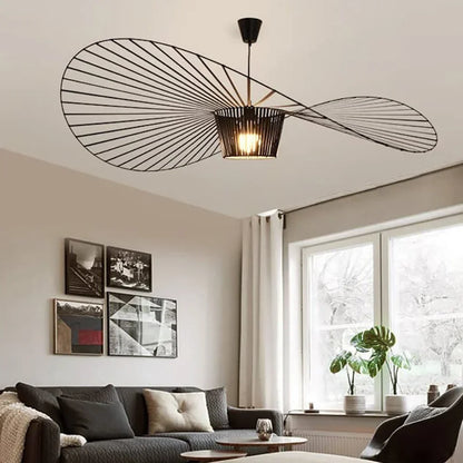 Scandinavische Hanglamp Met Strohoed Design En Open Draadframe