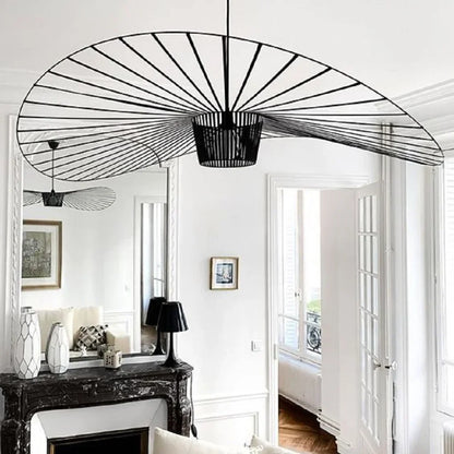 Scandinavische Hanglamp Met Strohoed Design En Open Draadframe