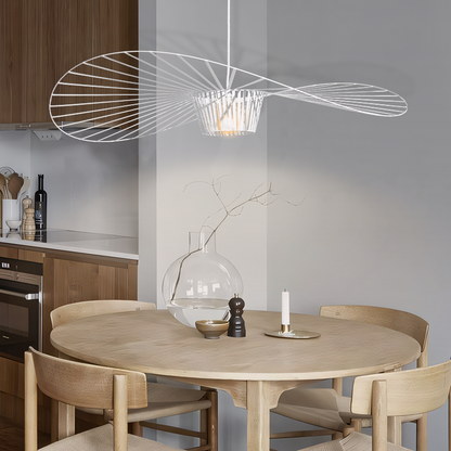 Scandinavische Hanglamp Met Strohoed Design En Open Draadframe