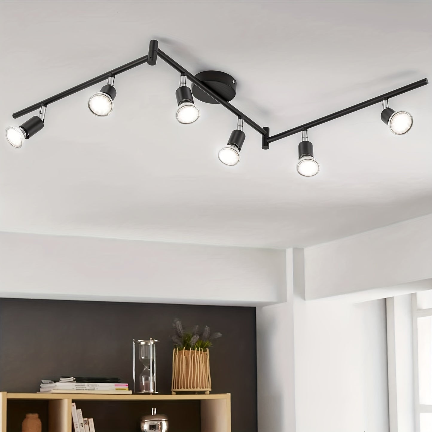 TrackBeam Zilveren Plafondspot – 6x6W GU10 LED Spotlamp voor Moderne Interieurs