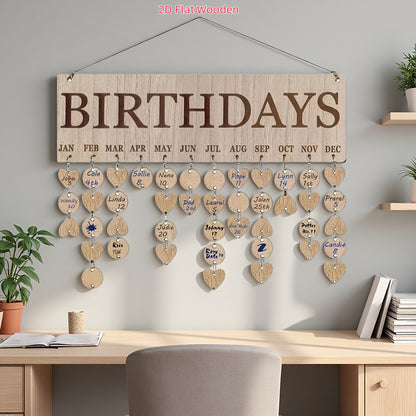 HeartDays Houten Kalenderbord – Creatieve Verjaardagsdecoratie met Hartvormige Hangers
