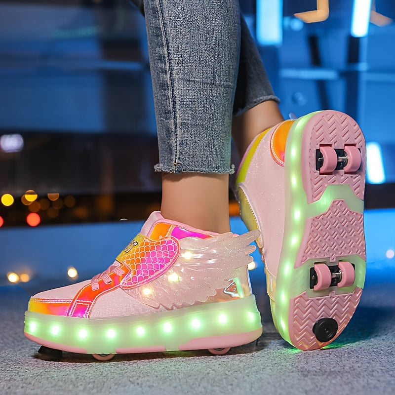 LED Rolschaats Sneakers Met Vleugeldetail En USB Oplaadbare Verlichting