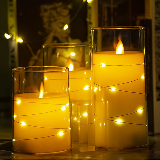 Vlamloze LED-kaarsen – 3 stuks met 3D-lont, afstandsbediening en timer voor sfeervolle decoratie