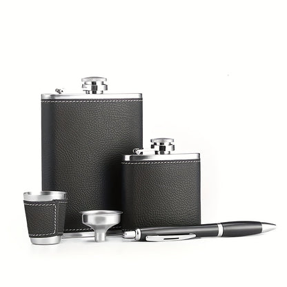 Whisky cadeau set met leren heupfles en bekers
