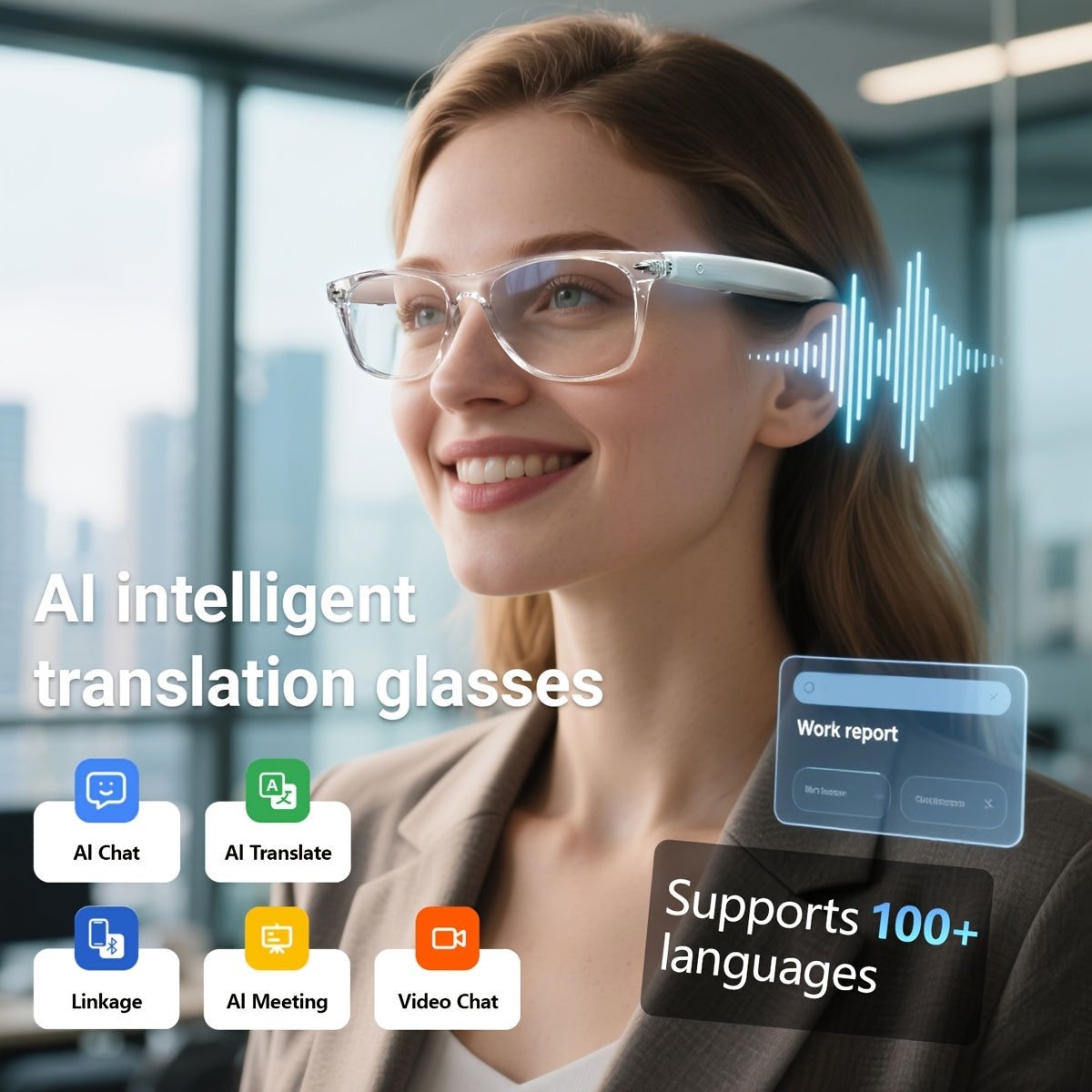 Slim Zien & Verstaan – AI Vertaalbril met Audio & Assistentie