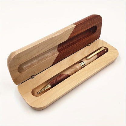 Luxe houten balpen set met displaycase