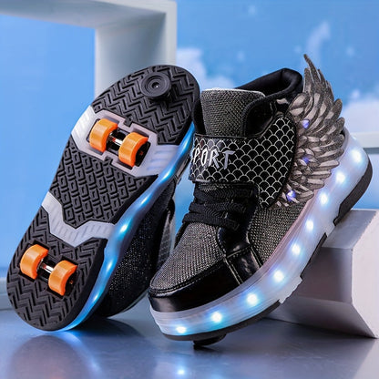 LED Rolschaats Sneakers Met Vleugeldetail En USB Oplaadbare Verlichting