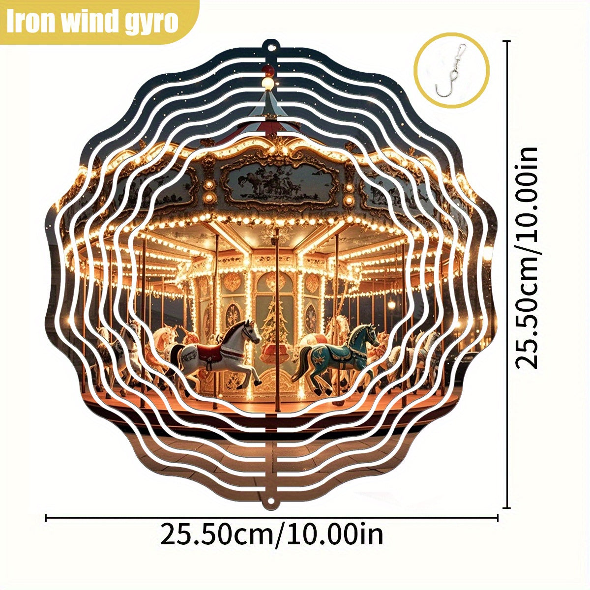 3D Roterende Carrousel Windspinner met Haak