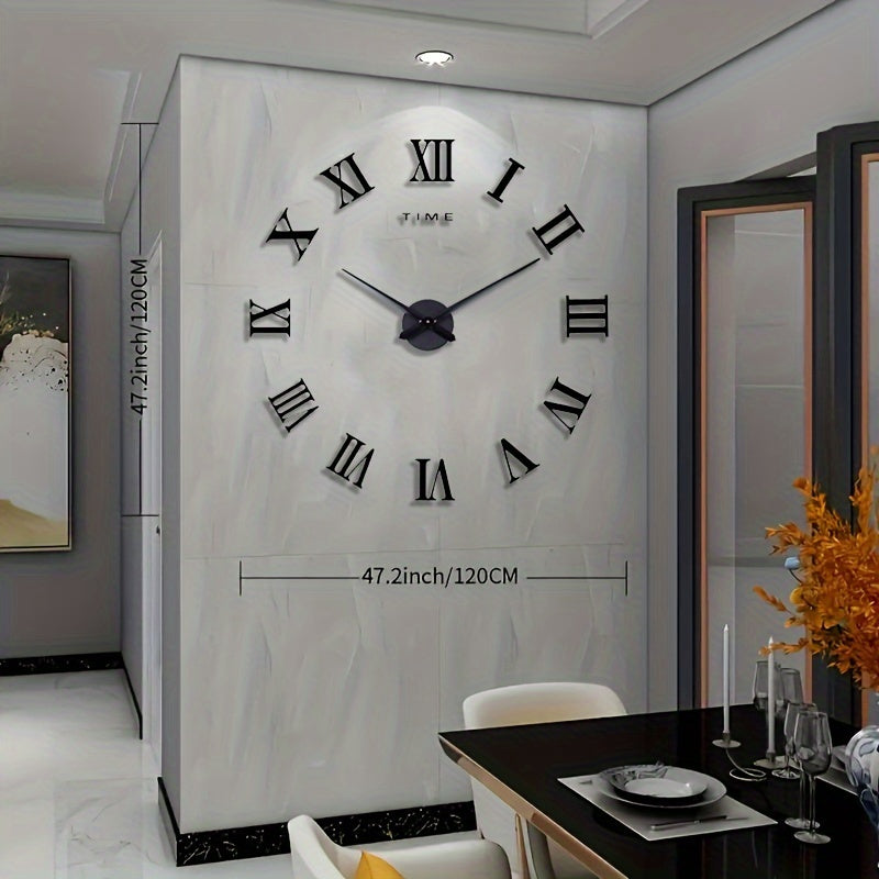 Glowtick XL Wandklok – Moderne Vintage Klok met Romeinse Cijfers & Minimalistisch Ontwerp (Ø 120 cm)