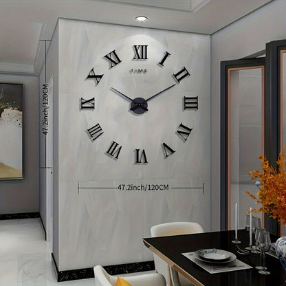 Glowtick XL Wandklok – Moderne Vintage Klok met Romeinse Cijfers & Minimalistisch Ontwerp (Ø 120 cm)