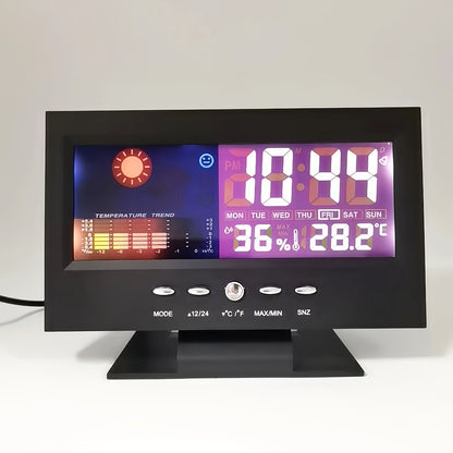 Digitale Klok met Alarm & Weersweergave – Multifunctioneel en Geluidsgeactiveerd