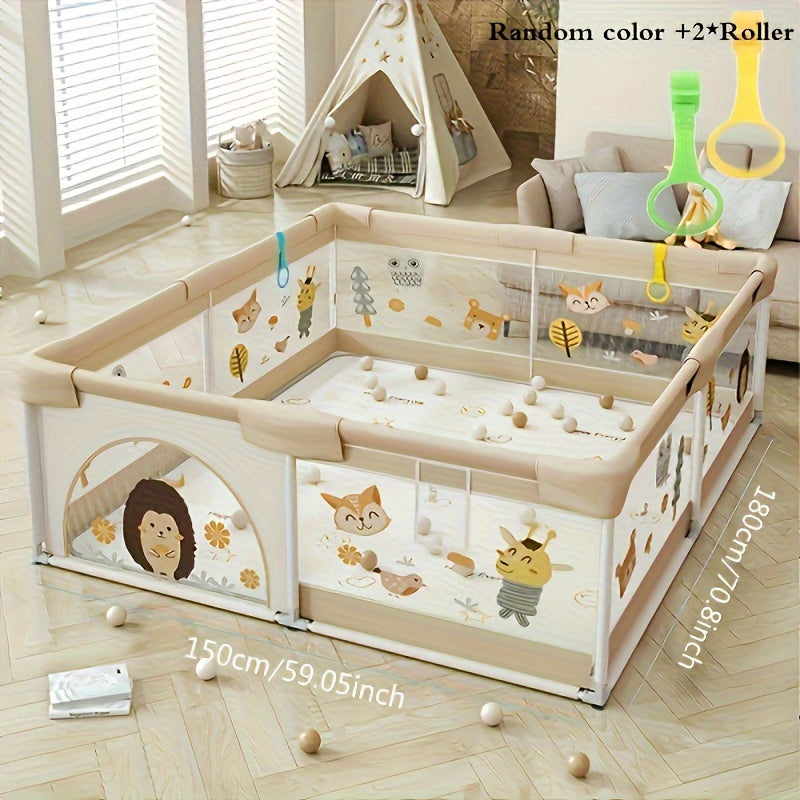 Veilige Speelbox Met Dierenillustraties Voor Baby's En Peuters