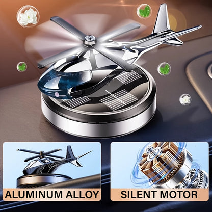 Zilverkleurige Solar Roterende Helikopter Auto Diffuser