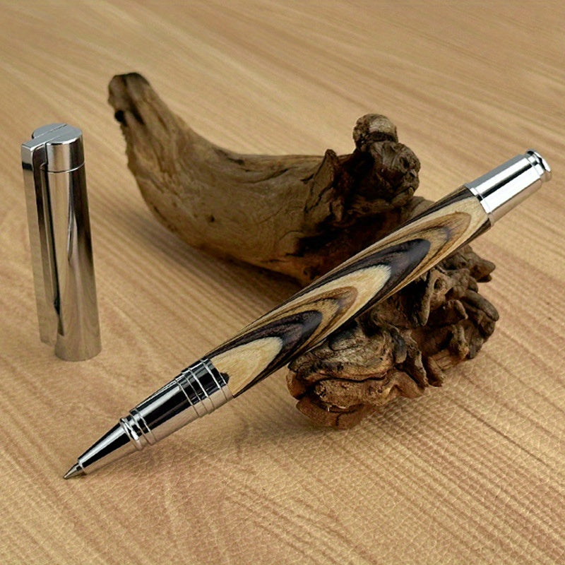 Handtekeningpen met Vintage Houtpatroon – Charmant Cadeau voor Feestelijke Gelegenheden