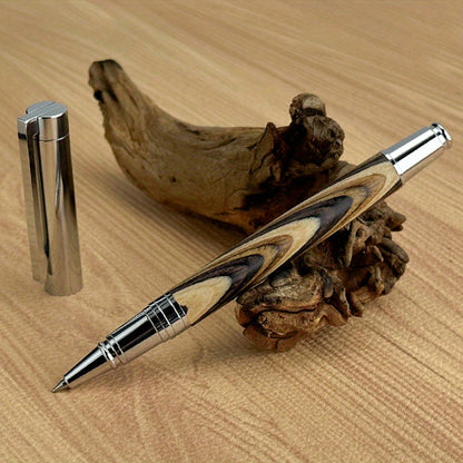 Handtekeningpen met Vintage Houtpatroon – Charmant Cadeau voor Feestelijke Gelegenheden