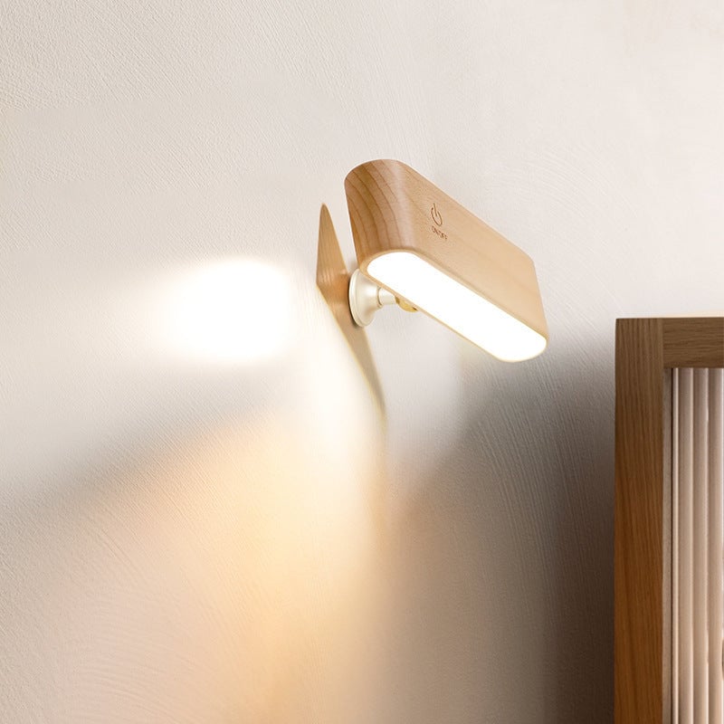 Draadloze LED Bureaulamp Van Massief Hout Met Magnetische Bevestiging