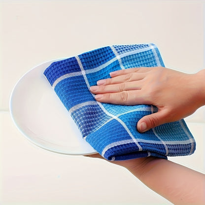 ColorGrid Wafeldoekenset – 8 Stuks Super Absorberende Katoenen Keukenhanddoeken met Geruit Patroon