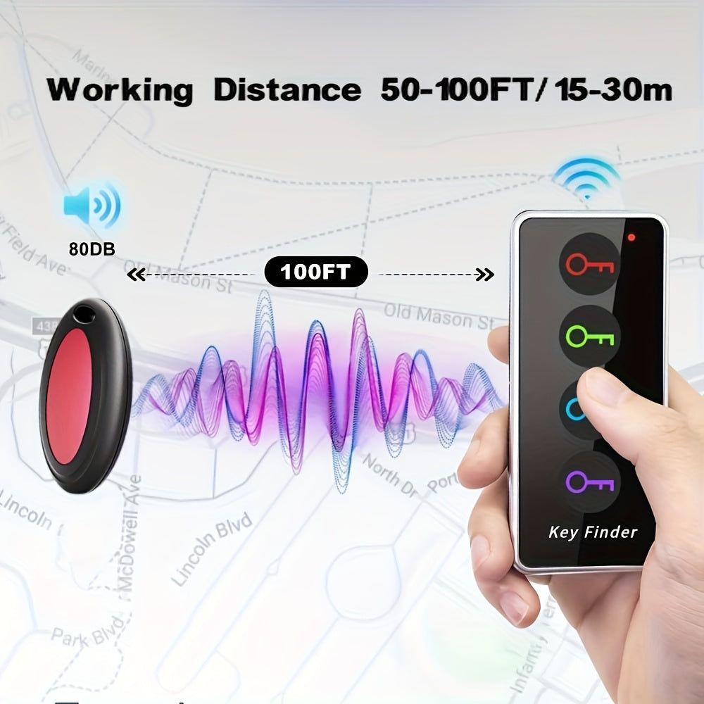 KeyGlow Sleutelvinder – 1 Zender + 4 Ontvangers met LED Zaklampfunctie