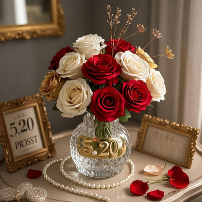 Kunstmatig rozenboeket – 24 stuks zijden rozen met lange steel voor feestelijke tafeldecoratie en cadeaugebruik