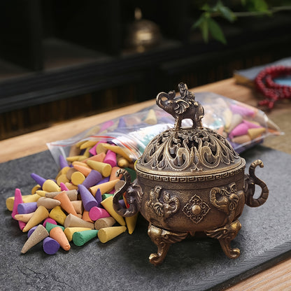 Metalen Olifant Wierookhouder – Inclusief 180 Kegels voor Yoga & Meditatie