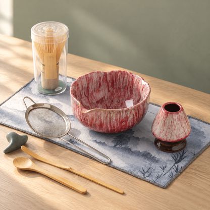 Complete Matcha Theeset Met Keramische Kom En Bamboe Accessoires