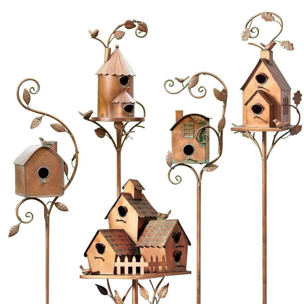 Metalen Vogelhuisje Met Artistiek Ontwerp En Stevige Tuinsteker