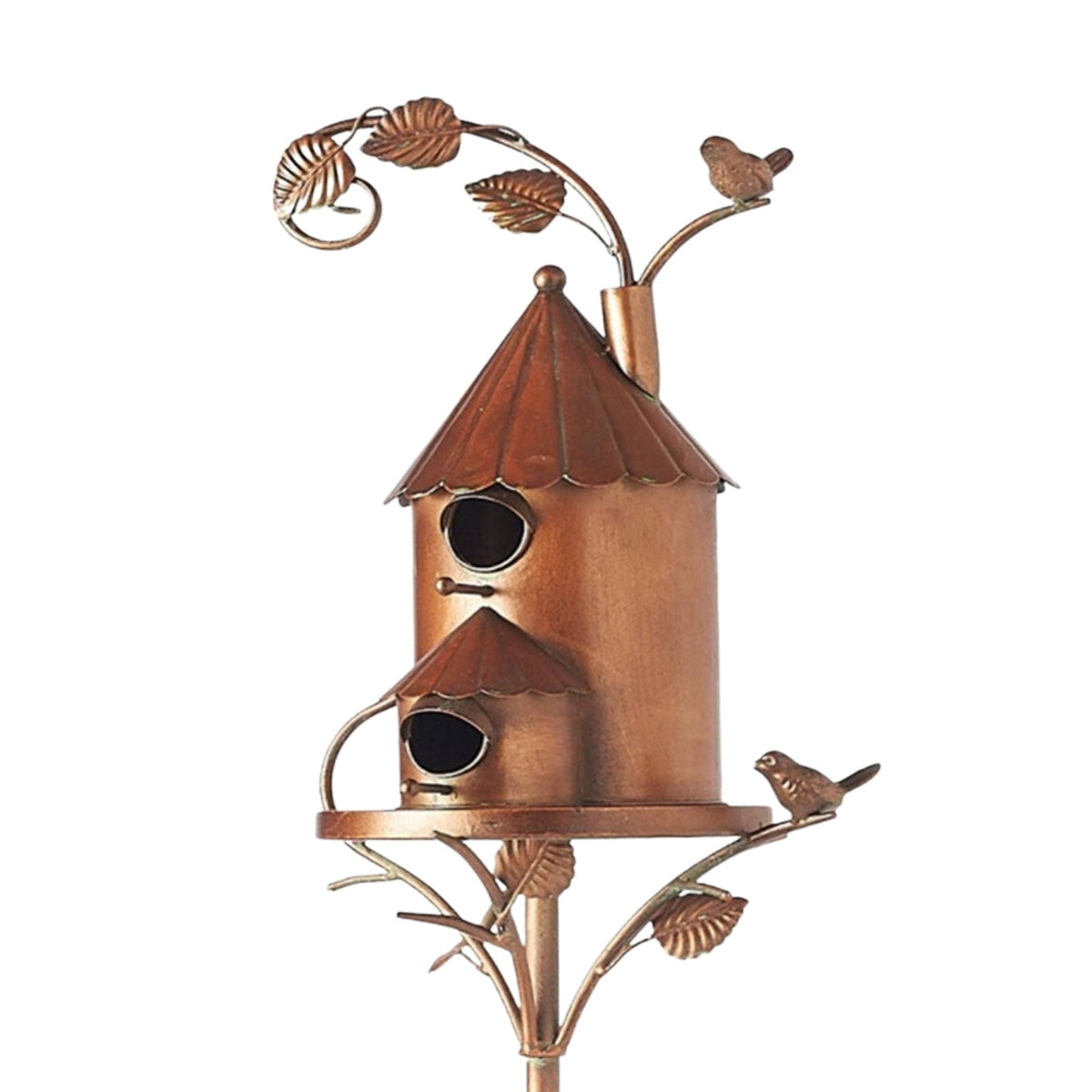 Metalen Vogelhuisje Met Artistiek Ontwerp En Stevige Tuinsteker